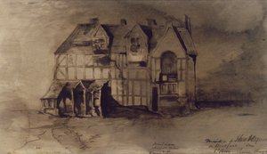 بيت ويليام شكسبير (1564-1616) في ستراتفورد أبون آفون (قلم وحبر وغسل على ورق)