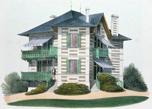 منزل في Etretat ، رسم توضيحي من "Habitations Champetres" المنشور في باريس ، c1895 (chromolitho)