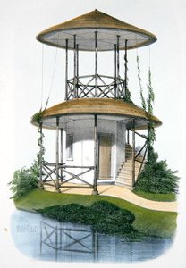 جناح ريفي به بلفيدير ، رسم توضيحي من "Habitations Champetres" المنشور في باريس ، حوالي 1895 (كروموليثو)