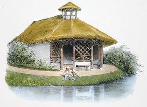 جناح ريفي ، رسم توضيحي من "Habitations Champetres" المنشور في باريس ، c.1895 (chromolitho)