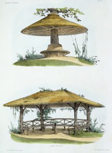 مقاعد ريفية ، من "Habitations Champetres" ، تم نشرها عام 1855 (كروماتوغرافيا حجرية)