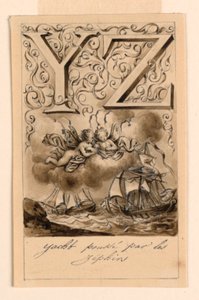 تصميم للحرفين Y و Z من التمهيدي: Yacht / Zéphir (اليخوت التي يقودها Zephyrs) بواسطة فيكتور فنسنت آدم