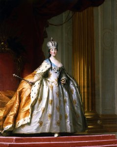 صورة كاملة الطول لإمبراطورة روسيا كاثرين الثانية العظيمة (1729-1796) في "رداء التتويج" لوحة لفيجيلوس إريكسن (إريكسن) (1722-1782) 1779 مجموعة ديفيد