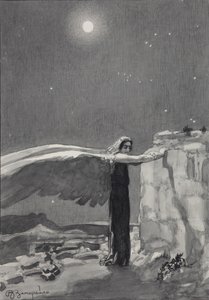 رسم توضيحي لقصيدة "الشيطان" بقلم ميخائيل ليرمونتوف ، 1913-1914 بواسطة فيكتور دميترييفيتش زاميرايلو
