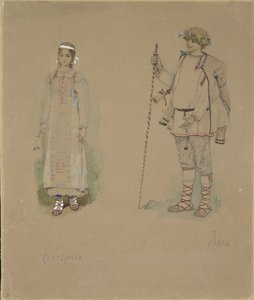سنو مايدن ليل. تصميم أزياء للأوبرا Snow Maiden من تأليف N.Rimsky-Korsakov ، 1885 بواسطة فيكتور ميخائيلوفيتش فاسنيتسوف