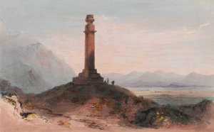 عمود الإسكندر بالقرب من كابول ، حوالي عام 1842 (لون ليثو)