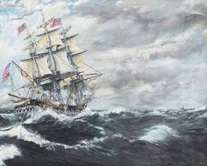 يتوجه دستور USS إلى HM Frigate Guerriere 19081812 ، 2003 ، (زيت على قماش)
