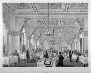 غرفة القهوة في فندق London Bridge Railway Terminus ، Bermondsey ، لندن ، 1860.