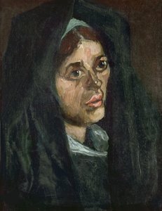 رأس فلاحة ترتدي شال أخضر 1885. بواسطة فنسنت فان جوخ