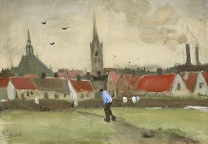 منظر لاهاي مع الكنيسة الجديدة ، 1882. بواسطة فنسنت فان جوخ