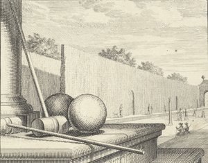 سمات الكروكيه مع لاعبين الكروكيه في الخلفية ، 1714. بواسطة Vincent Laurensz Vinne van der
