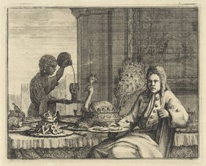 رجل على طاولة ثابتة
