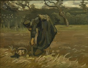 امرأة فلاحية تحصد البطاطا. 1885 بواسطة فنسنت فان جوخ
