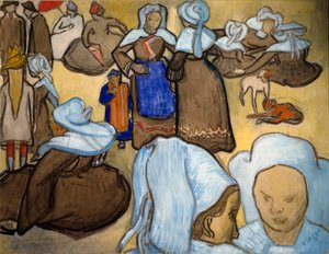 لوحة Breton Women المائية من تصميم فنسنت فان جوخ (1853-1890). خافت. 48x67 سم ميلان ، Galleria d