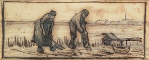 حصاد البطاطا ، من سلسلة من أربعة رسومات تمثل الفصول الأربعة (قلم رصاص ، قلم حبر بني على ورق) (انظر أيضًا 61643-5) بواسطة فنسنت فان جوخ