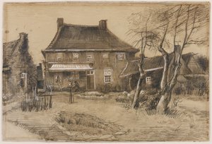 The Vicarage at Neunen: Seen from the Back، with Artists Studio on the right، c.1884 (الجرافيت ، القلم والحبر البني ، غسيل بني ، مرتفع باللون الأبيض على ورق منسوج) بواسطة فنسنت فان جوخ