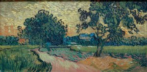 اثنين من أشجار الكمثرى وقلعة Auvers (المناظر الطبيعية في بواسطة فنسنت فان جوخ