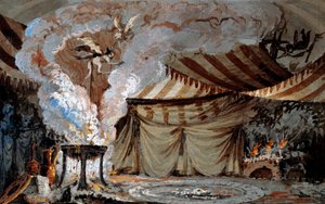 رسم تخطيطي للقبو في Teatro Sociale of Bergamo (ألوان مائية) بواسطة فينسينزو بونوميني