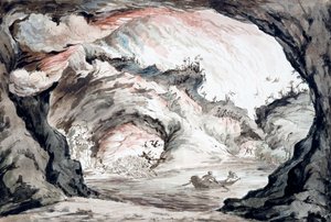 مشهد تراجيدي، رسم تخطيطي لتصميم موقع التصوير (بالألوان المائية) بواسطة فينسينزو بونوميني