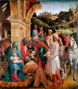 العشق من لوحة المجوس لفينشنزو فوبا (حوالي 1427-1515) الشمس. 239x210 سم لندن ، المعرض الوطني - عشق الملوك ، بواسطة فينسينزو فوبا (حوالي 1427 - 1515). زيت على حور ، 239x210 سم ، 1500. المعرض الوطني ، لندن ، المملكة المتحدة