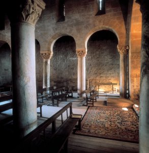 Interior of the Basilica of San Juan de Banos, Banos de Cerrato, Spain, 7th century (photo)
