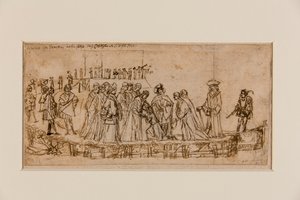 The English Prince Conan taking leave of his father (pen & ink over chalk on paper) (recto of 5933931) بواسطة فيتوري كارباتشيو