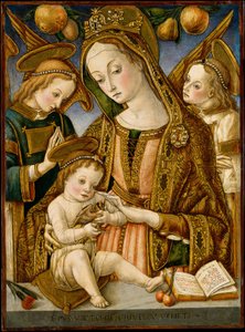 مادونا والطفل مع اثنين من الملائكة ، كاليفورنيا. 1481-82.