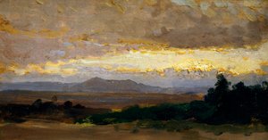 منظر طبيعي ، بقلم فيتوريو أفوندو (1836-1910) ، زيت على لوح