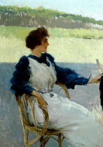 صورة لسيدة في الهواء الطلق، للفنان فيتوريو ماتيو كوركوس (1859-1933)، زيت على قماش، 92 × 64 سم، حوالي عام 1910 بواسطة فيتوريو ماتيو كوركوس