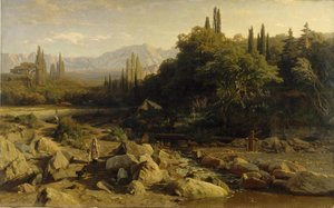 القرم. المناظر الطبيعية الجبلية مع النهر ، 1868 بواسطة فلاديمير دوناتوفيتش أورلوفسكي