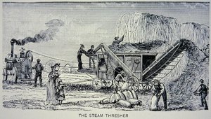 Steam Thresher ، من "Marvels of the New West" 1888 (نقش) بواسطة WH ثاير