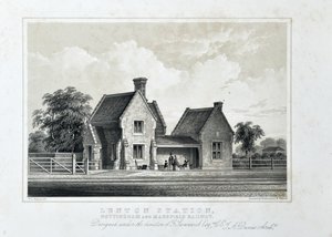 محطة لينتون، سكة حديد نوتنغهام ومانسفيلد c1848 (طباعة حجرية ملونة على ورق)