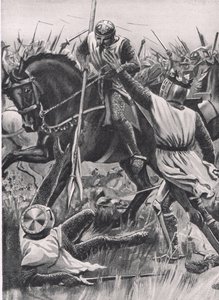 "Hold Fellow ، I am Henry of Winchester you King" ، رسم توضيحي من "British Battles on Land and Sea" ، نشره Cassell ، London ، c1910 (litho)