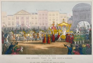 منظر لمعبد بار أثناء زيارة الملكة فيكتوريا لمدينة لندن عام 1837 بواسطة كاتب W