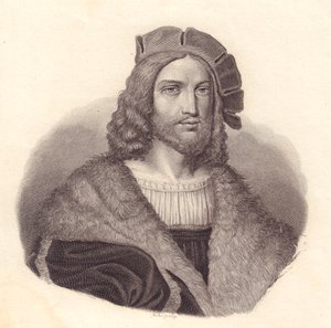 صورة للشاعر الإيطالي أنطونيو تبالديو (1463-1537) ، نقش على النحاس من لوحة لرافائيل