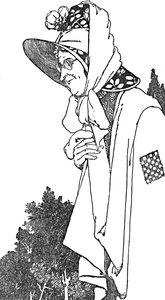 ارتدت قبعة كبيرة ، مع أجمل الزهور عليها ، c1930 بواسطة وليام هيث روبنسون