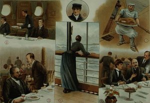 القناة السفلية ، آثار دوار البحر على بعض الركاب ، من P & O Pencillings ، حوالي 1890 (litho)