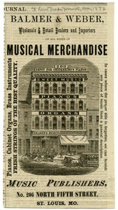 Balmer and Weber تجار الجملة والتجزئة ومستوردو البضائع الموسيقية ، 206 شمال شارع فورث. بواسطة دبليو ماكويتز