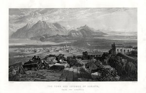 بلدة وبرزخ كورنث من الأكروبوليس ، اليونان ، 1887 بواسطة دبليو ميللر