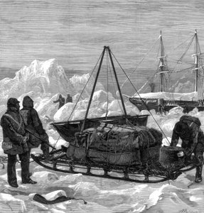 الاستعداد للبدء في رحلة زلاجة في القطب الشمالي ، 1875. بواسطة دبليو بالمر
