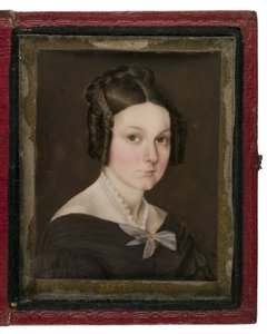 صورة مصغرة لـ Sally Ann Gage ، c.1837 (مرحاض على العاج ، والجلود ، وسبائك النحاس والزجاج) بواسطة WR Herve
