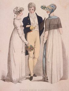 امرأتان ورجل يرتدي فستان سهرة ، 1808
