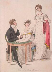 امرأتان ورجل يرتدي فستان سهرة كامل ، c1810