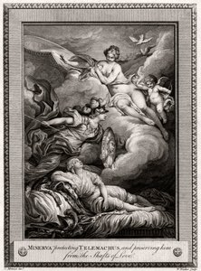 مينيرفا تحمي تيليماخوس وتحفظه من مهاوي الحب 1775.