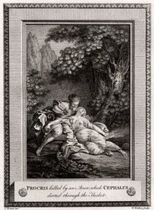 Procris قُتِلَ بسهم الذي رَسَّلَه الرأس من خلال الغابة ، 1775