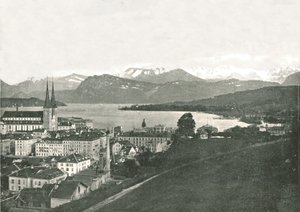 منظر لوزيرن وجباله ، سويسرا ، 1895. بواسطة W and S Ltd