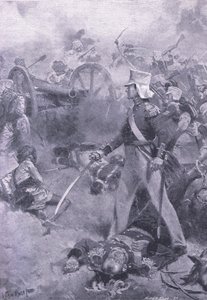 تشيليانوالا ، 13 يناير 1849: جثة بينيكويك يحرسها ابنه ، رسم توضيحي من المعارك البريطانية في البر والبحر ، 1915 بواسطة الحوت باجيت
