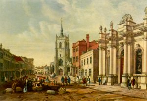 "Market Hall، Sudbury"، c1850، 1943. بواسطة ووكر