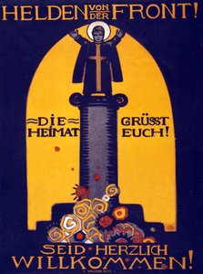 أبطال الحرب العالمية الأولى الألمان من الجبهة ، الوطن يروق لك! أهلا بك في الحانة. 1915 (الطباعة الحجرية الملونة)