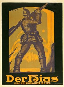 ملصق يعلن مسرحية The Hias ، لعبة رمادية ميدانية كتبها هاينريش جيلاردون ، نشرت عام 1917